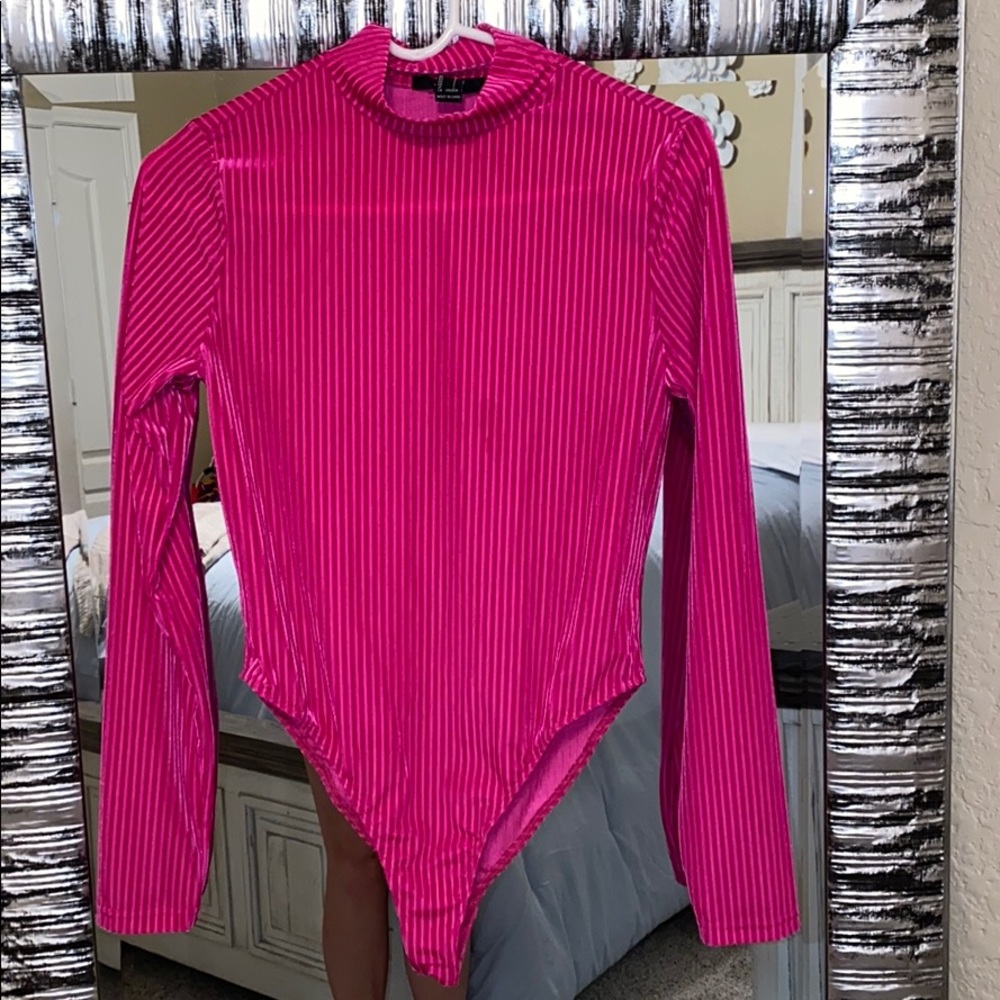 Hot Pink Velvet Bodysuit